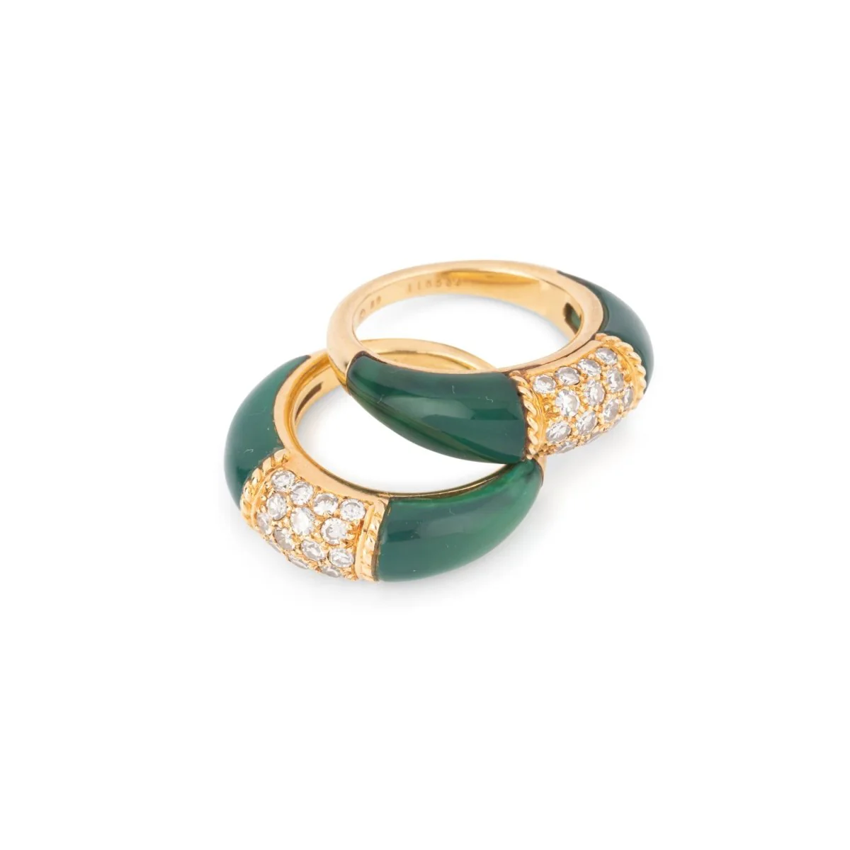 VAN CLEEF & ARPELS "Philippine" bangle rings in yellow gold, chrysoprase and diamonds