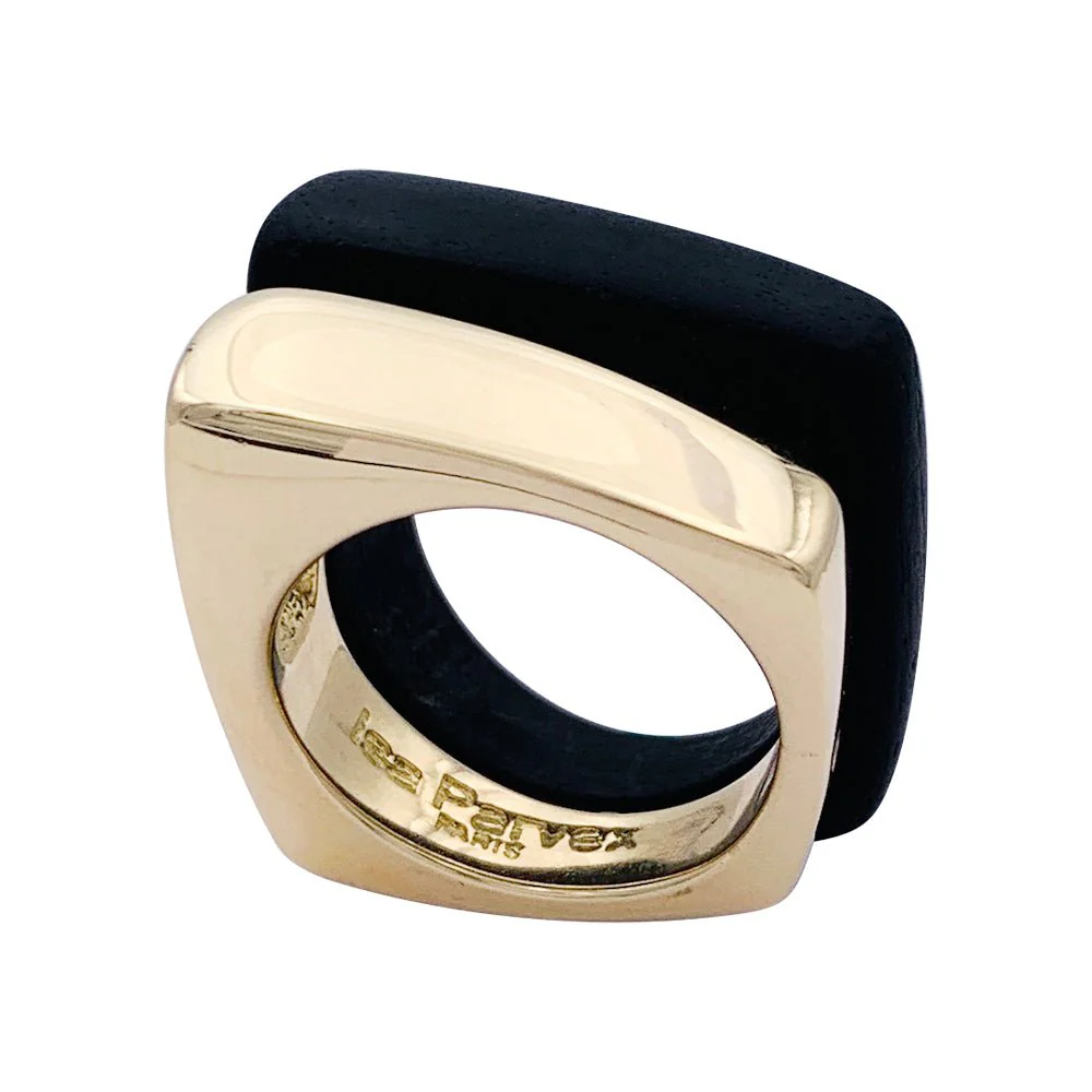 Duo Rings in yellow gold and wood