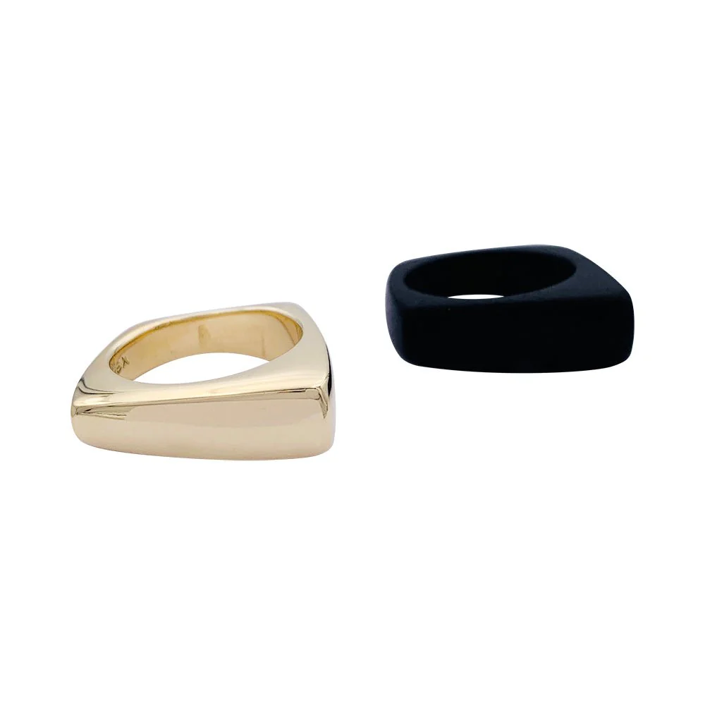 Duo Rings in yellow gold and wood - Image 7