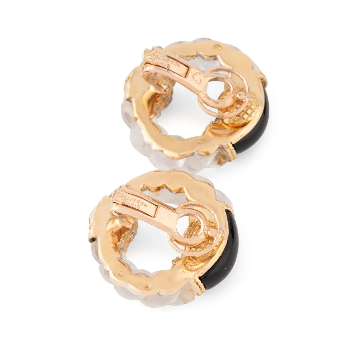 BOUCHERON clip earrings in yellow gold, onyx, rock crystal and diamonds - Image 5