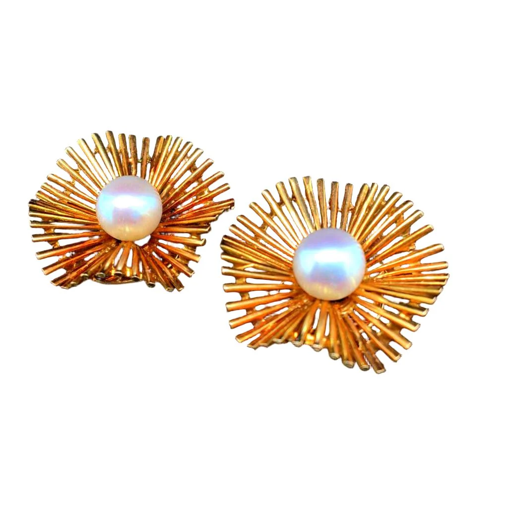 Earrings Clips in yellow gold and pearls