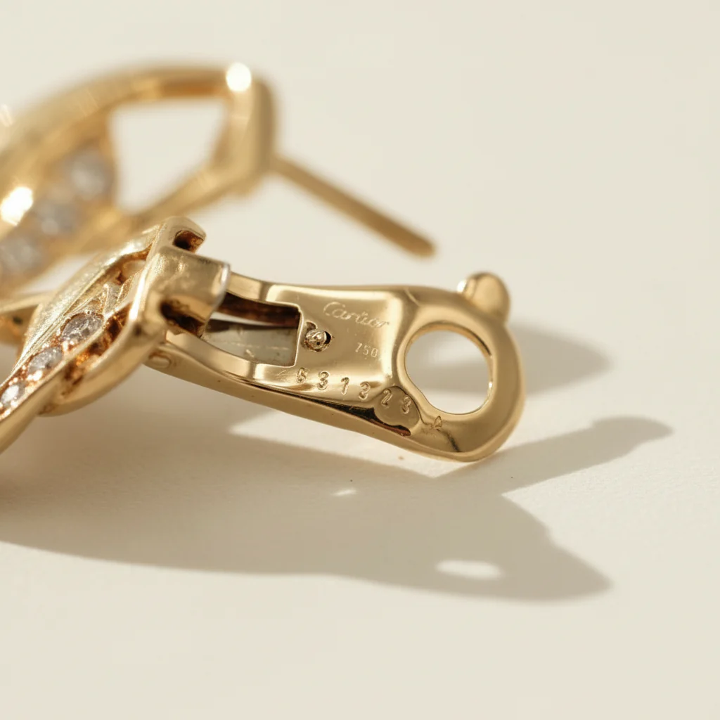 CARTIER "Bergame" Earrings in Yellow gold and Diamonds - Image 3