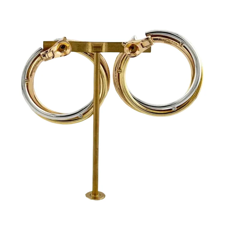 CARTIER "Trinity" Clip-On Earrings in white gold, yellow gold, rose gold, and diamonds - Image 6