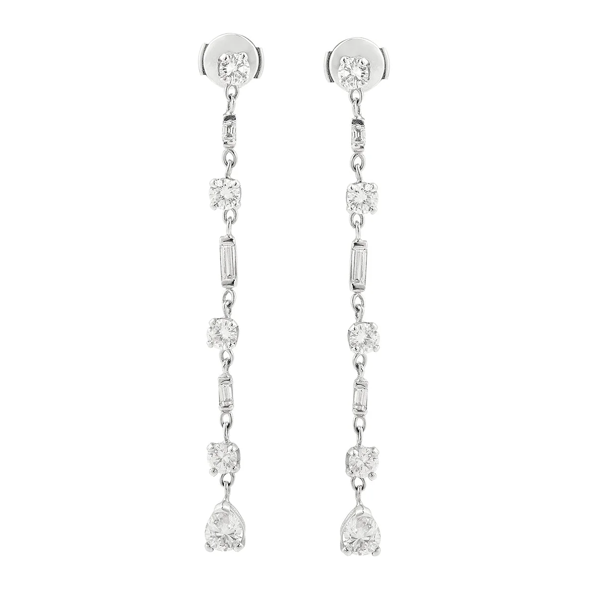 Pendant earrings in white gold and diamonds
