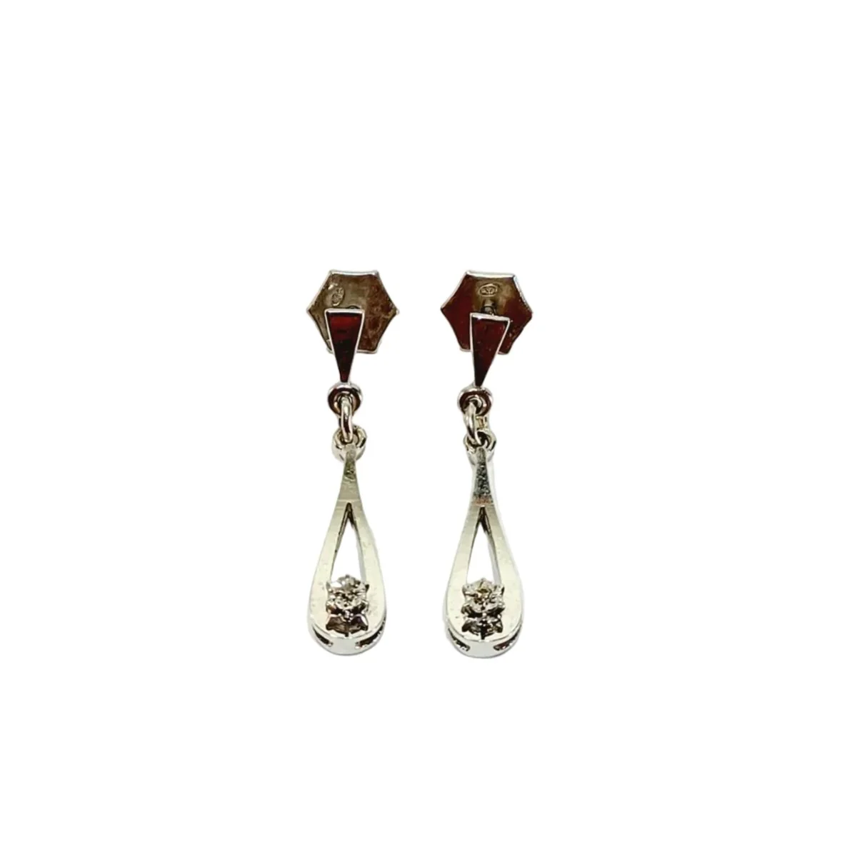 Pendant earrings in white gold and diamonds