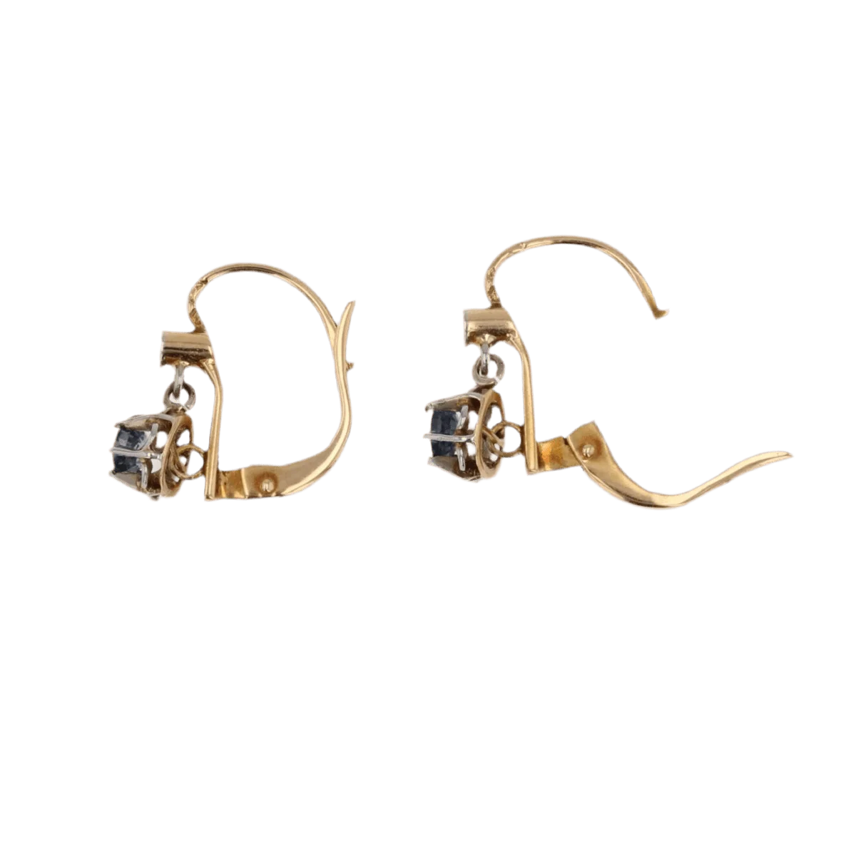 Earrings Sleepers in yellow gold and sapphires - Image 4