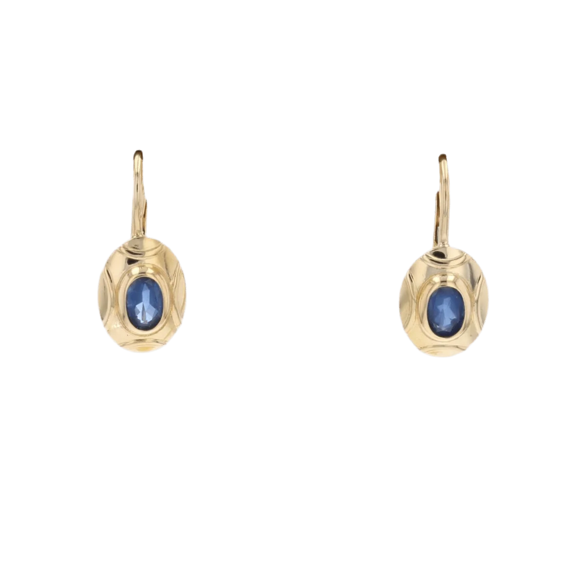 Sleeper earrings in yellow gold and sapphires