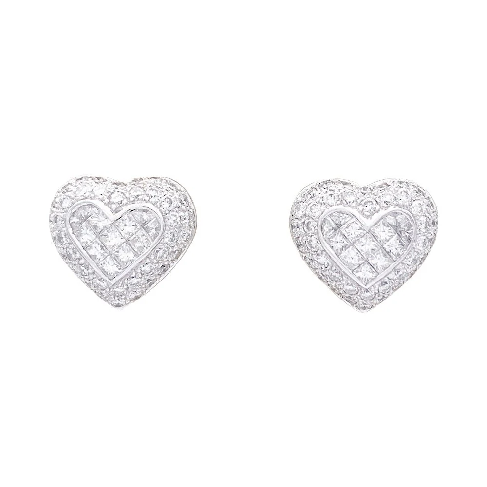 “Heart” earrings in white gold and diamonds