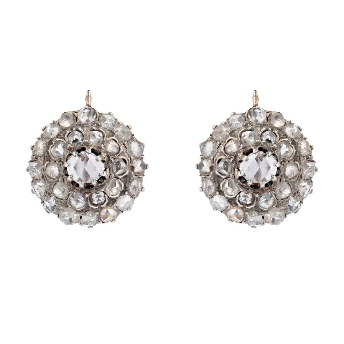 Rose gold, silver and diamond sleeper earrings