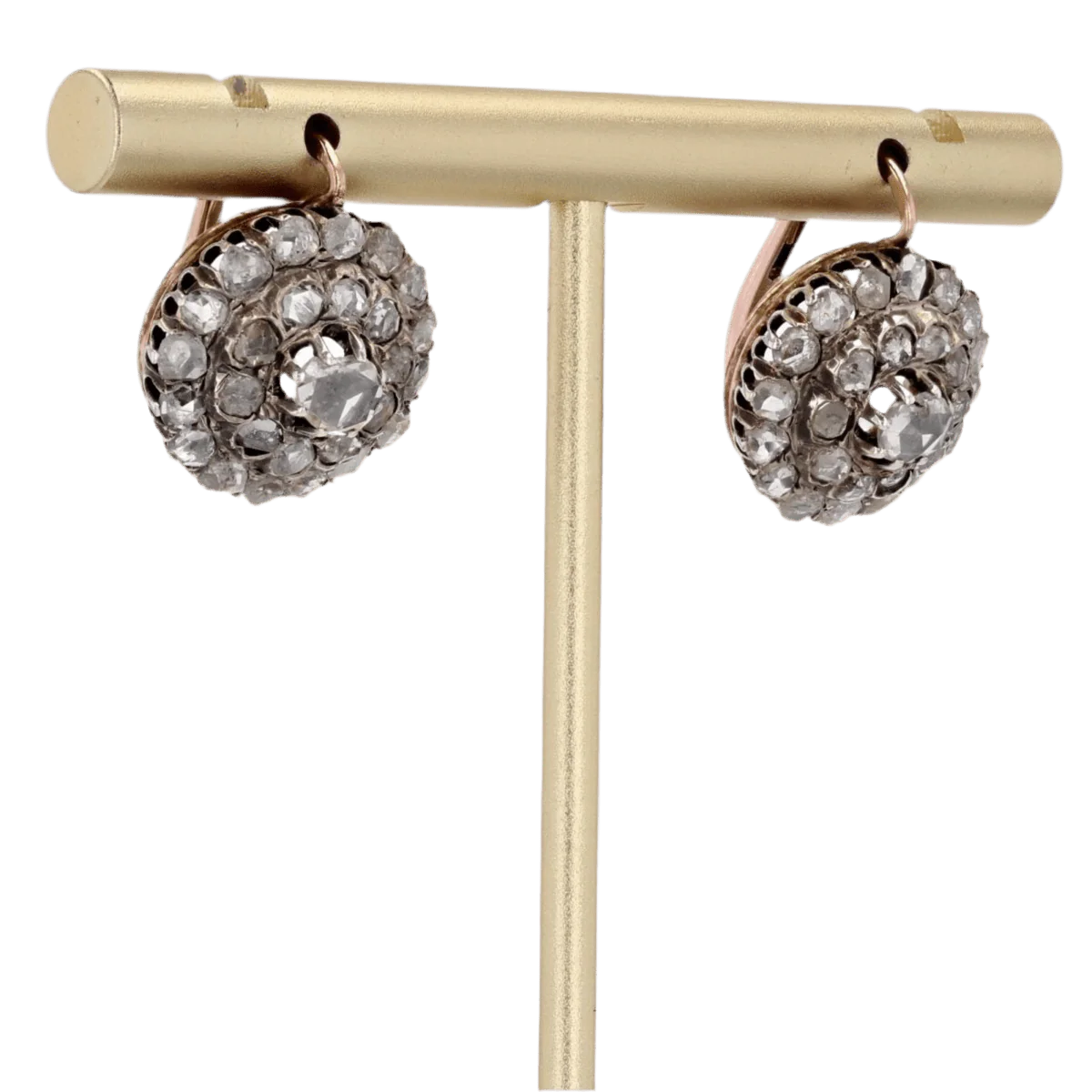 Rose gold, silver and diamond sleeper earrings - Image 4