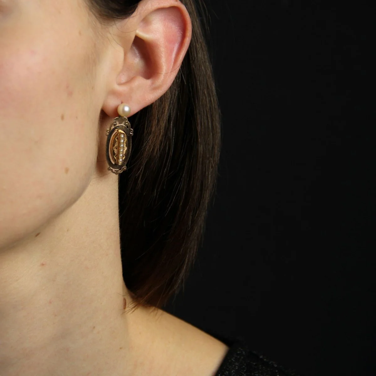Earrings Fleas in yellow gold, rose gold and beads - Image 2