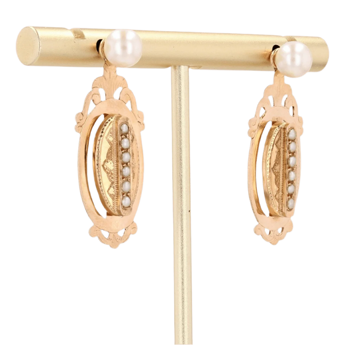 Earrings Fleas in yellow gold, rose gold and beads - Image 3
