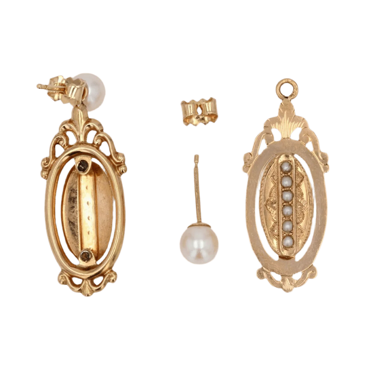 Earrings Fleas in yellow gold, rose gold and beads - Image 5