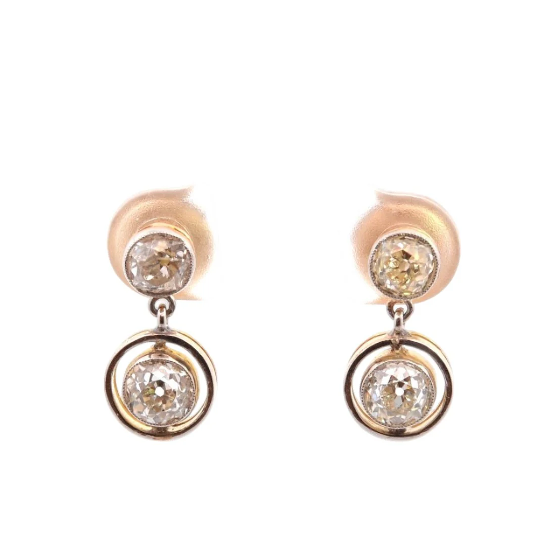 Dangling earrings in yellow gold and diamonds - Image 2