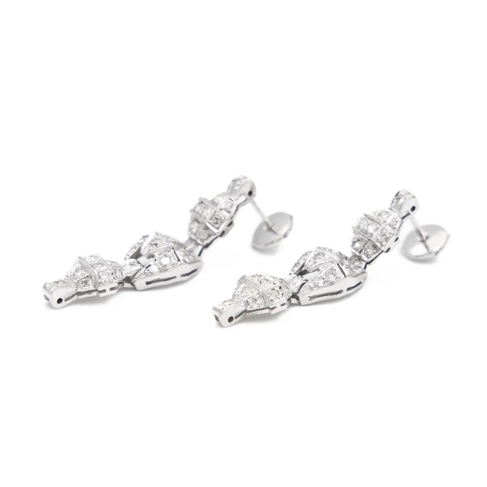 Art deco earrings White gold Diamond - Image 7