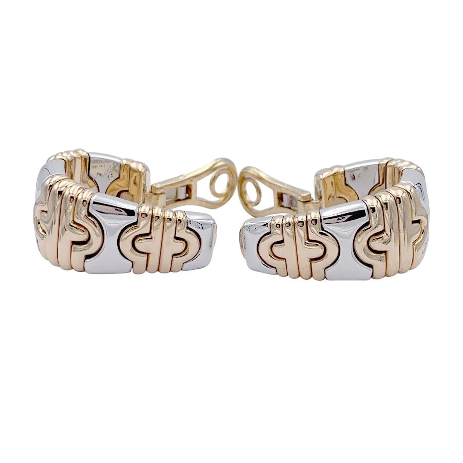 BULGARI "Parentesi" earrings in yellow gold and steel. - Image 5