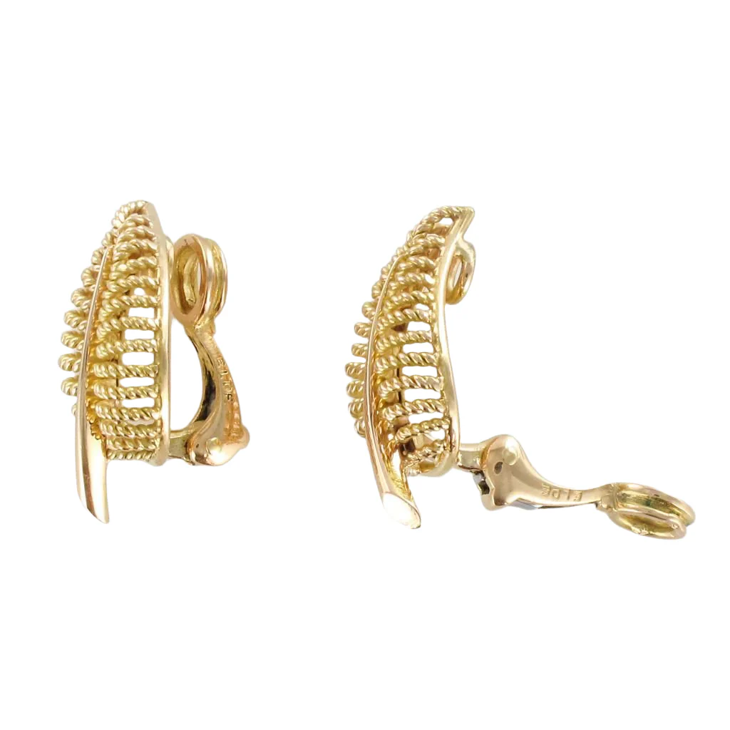 "Leaves" Clip-On Earrings in Yellow Gold - Image 3