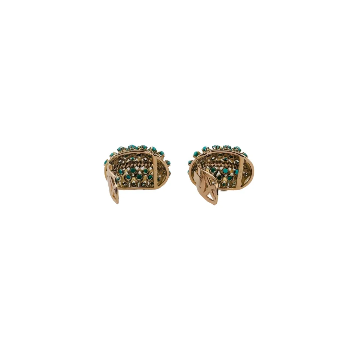 Clip-on earrings in yellow gold and turquoise - Image 5