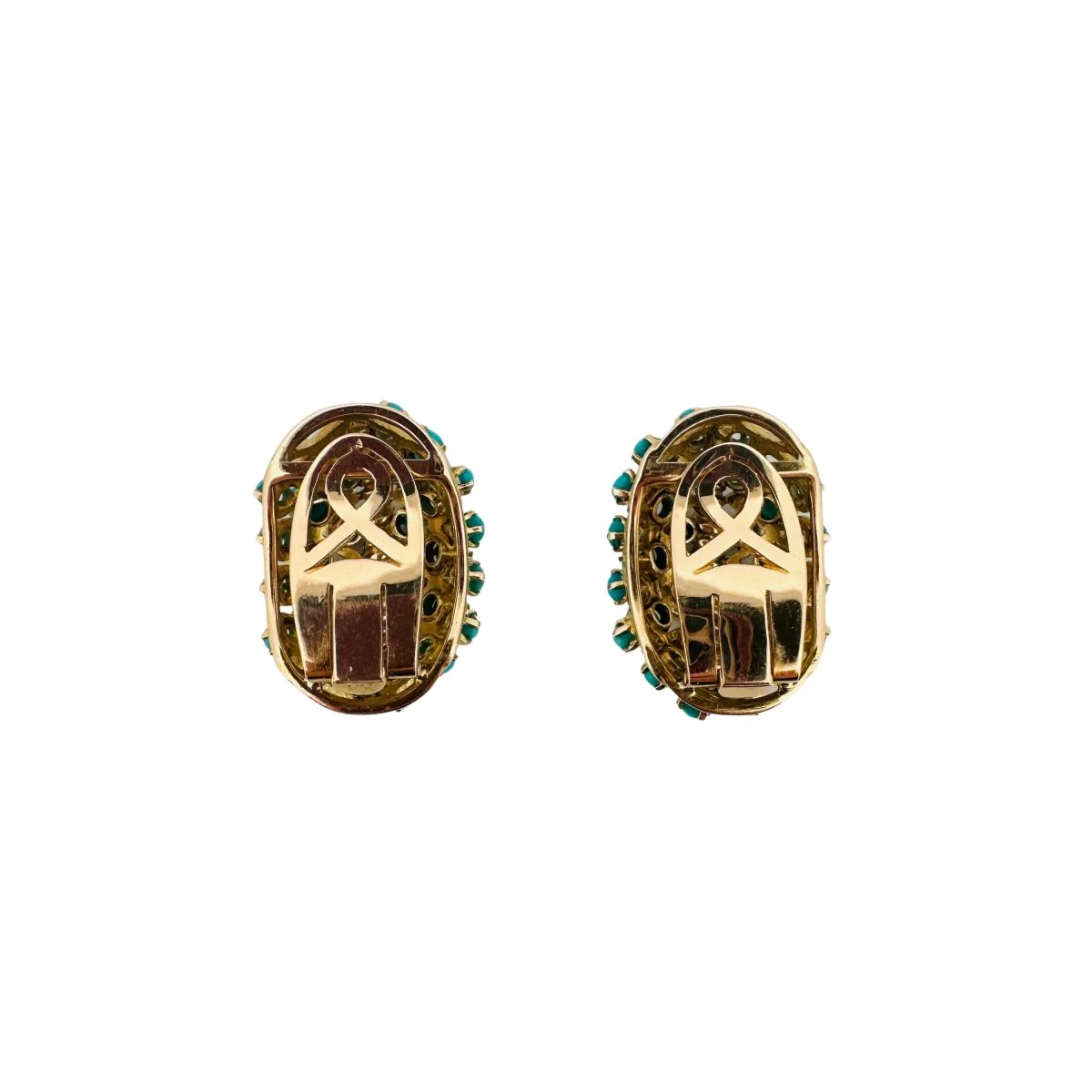 Clip-on earrings in yellow gold and turquoise - Image 6