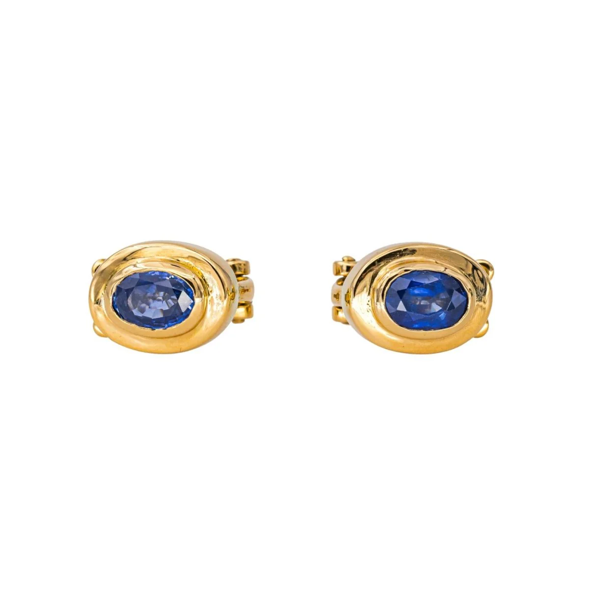 Clip-on earrings in yellow gold and sapphire - Image 3