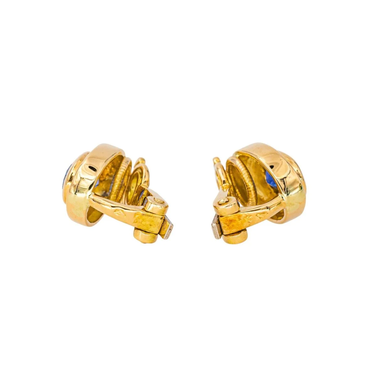 Clip-on earrings in yellow gold and sapphire - Image 4