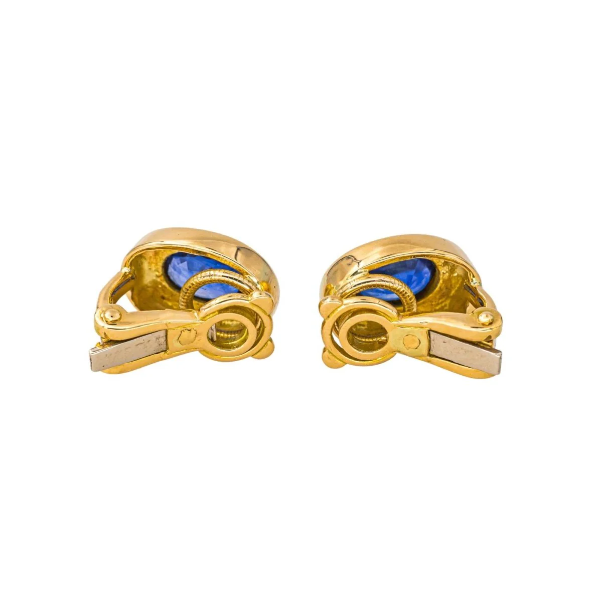 Clip-on earrings in yellow gold and sapphire - Image 5