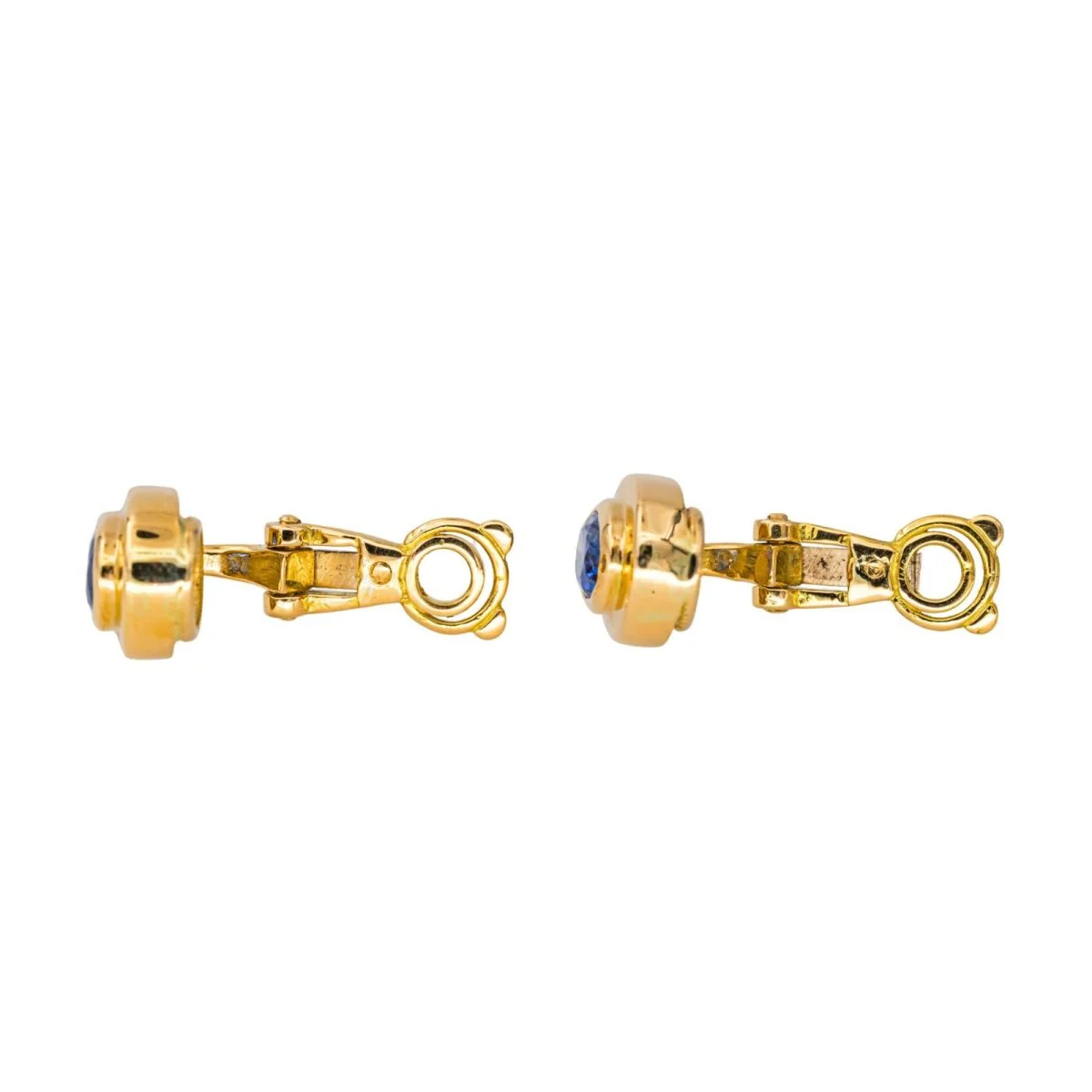 Clip-on earrings in yellow gold and sapphire - Image 7