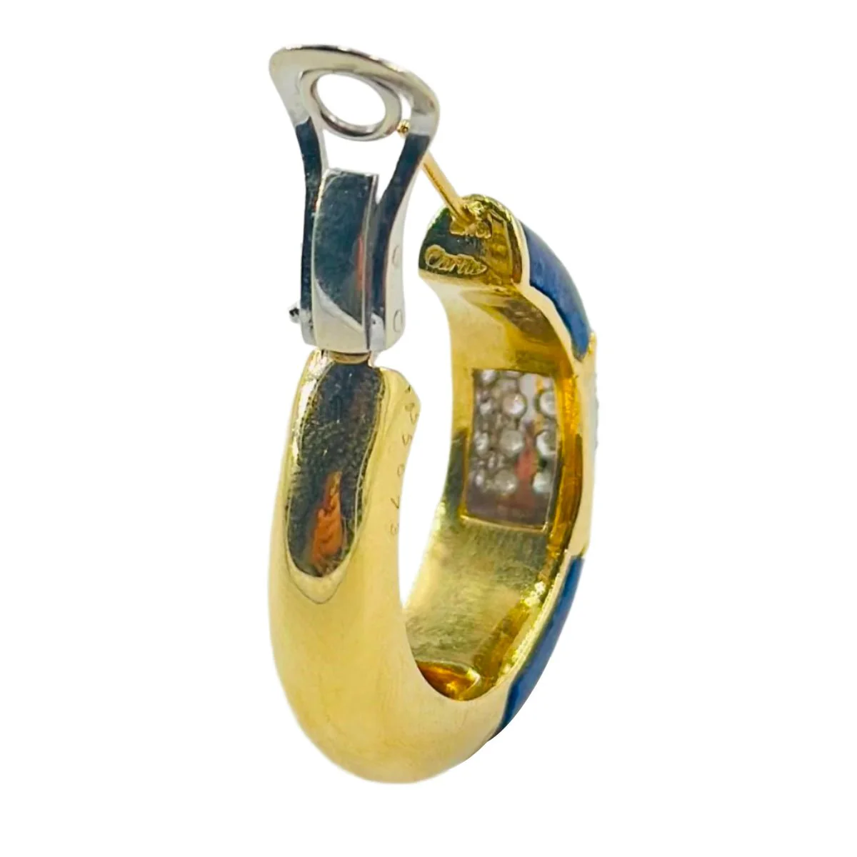 CARTIER hoop earrings in yellow gold, lapis lazuli and diamonds - Image 4