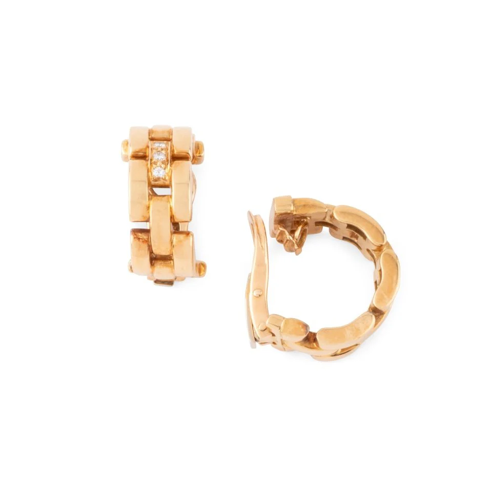 CARTIER “Panthère” hoop earrings in yellow gold and diamonds - Image 2