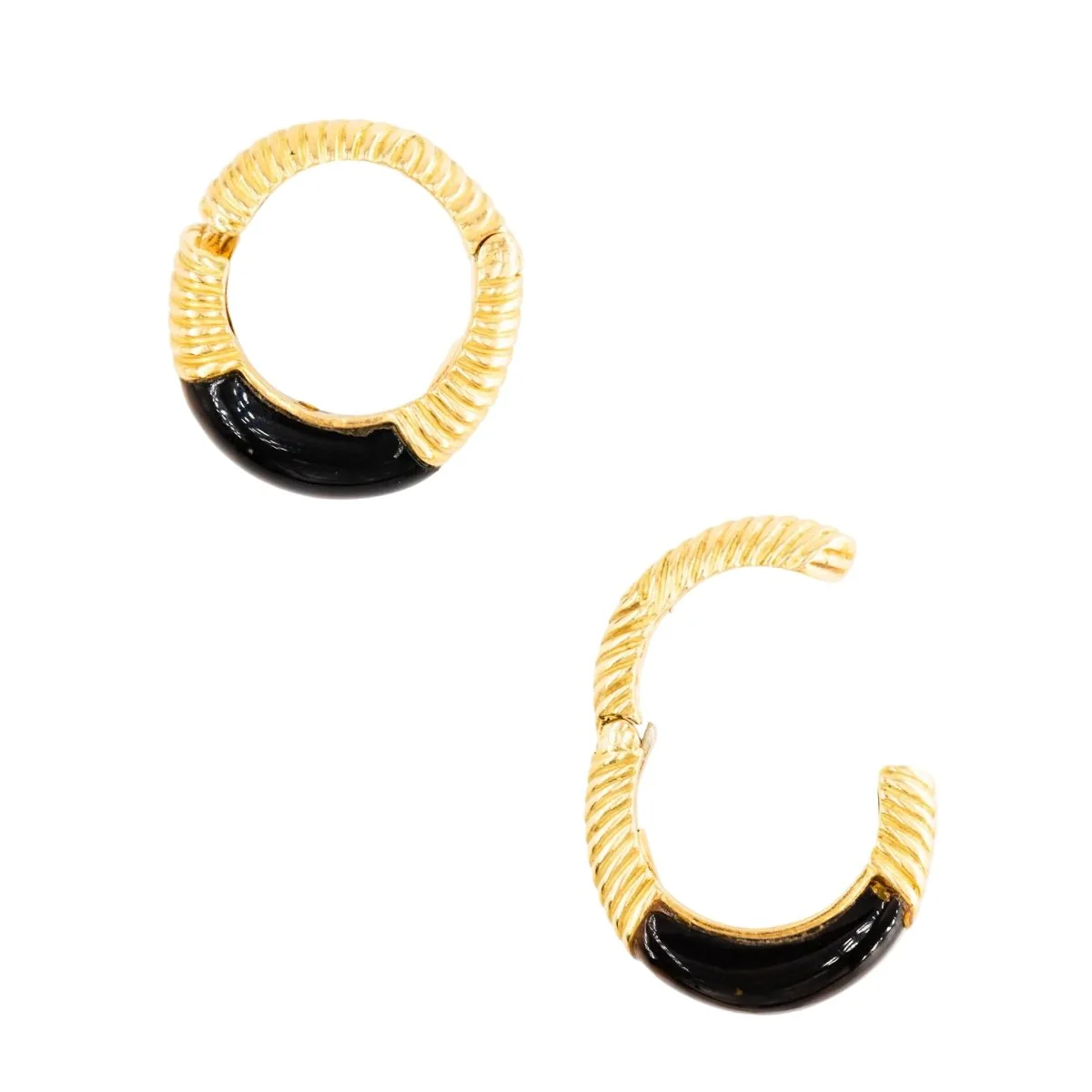 CHAUMET Hoop Earrings in Yellow Gold and Tiger's Eye - Image 3