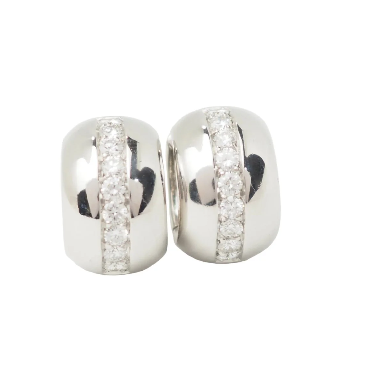 Earrings Creoles in white gold and diamonds