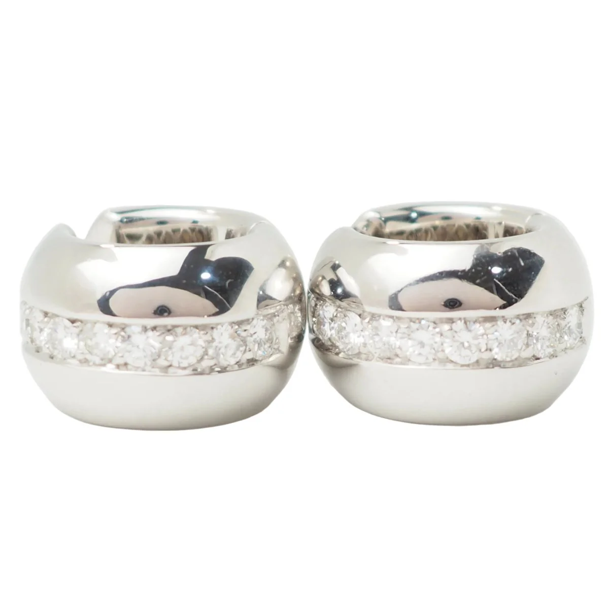 Earrings Creoles in white gold and diamonds - Image 3