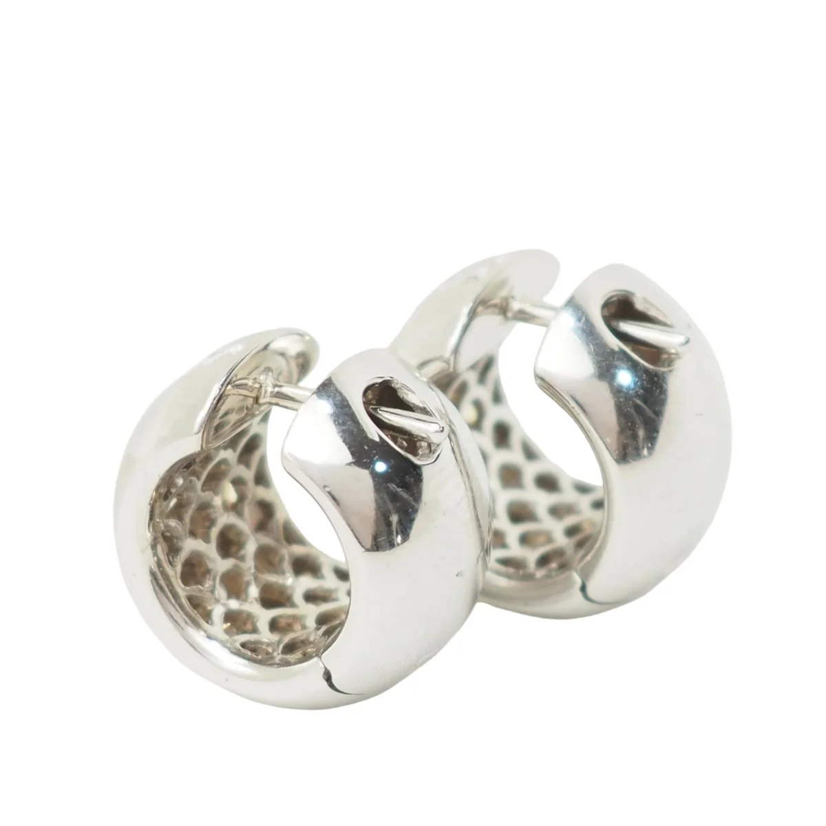 Earrings Creoles in white gold and diamonds - Image 5