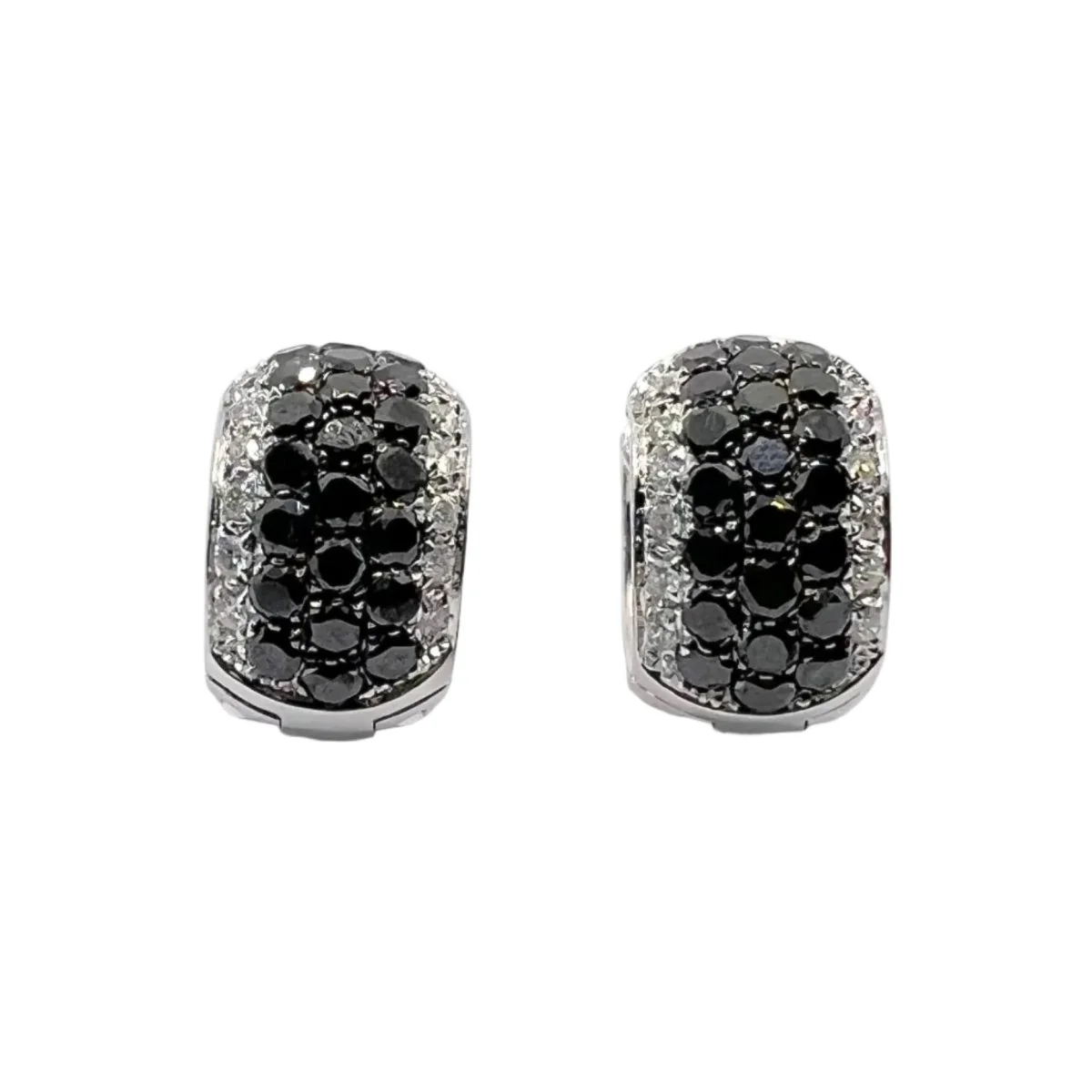 Earrings Creoles in white orang and diamonds