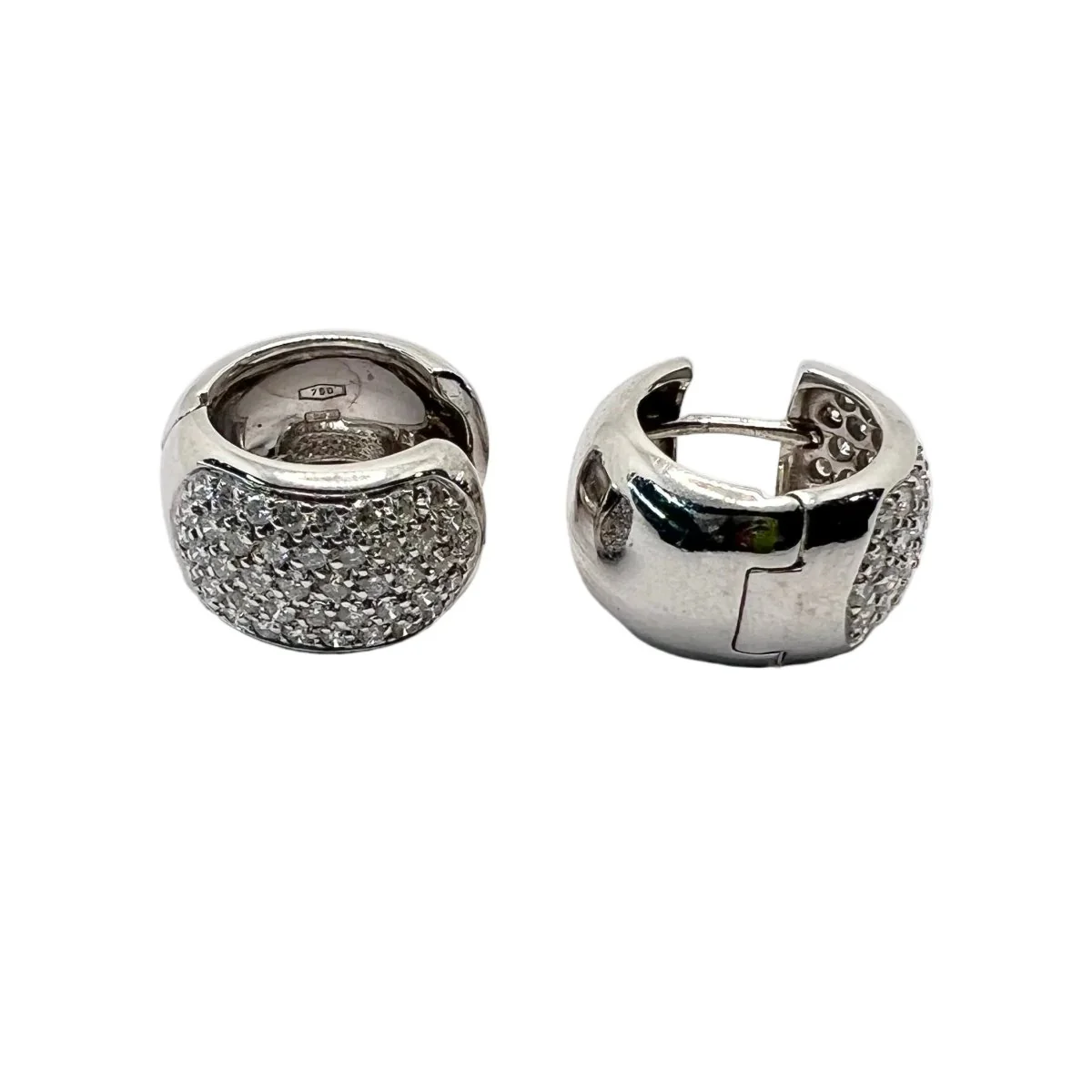 Earrings Creoles in white orang and diamonds - Image 3
