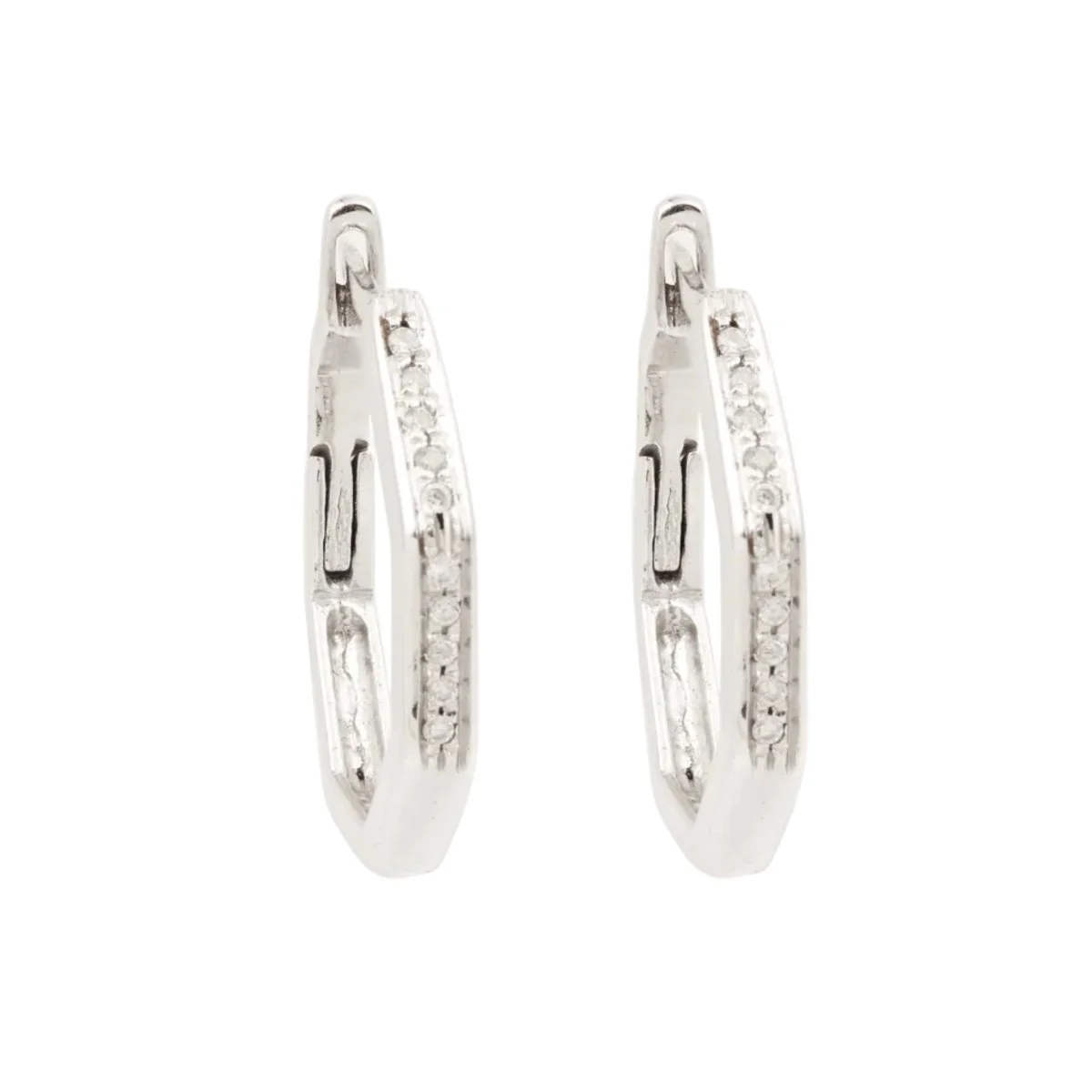 Earrings Creoles in white gold and diamonds