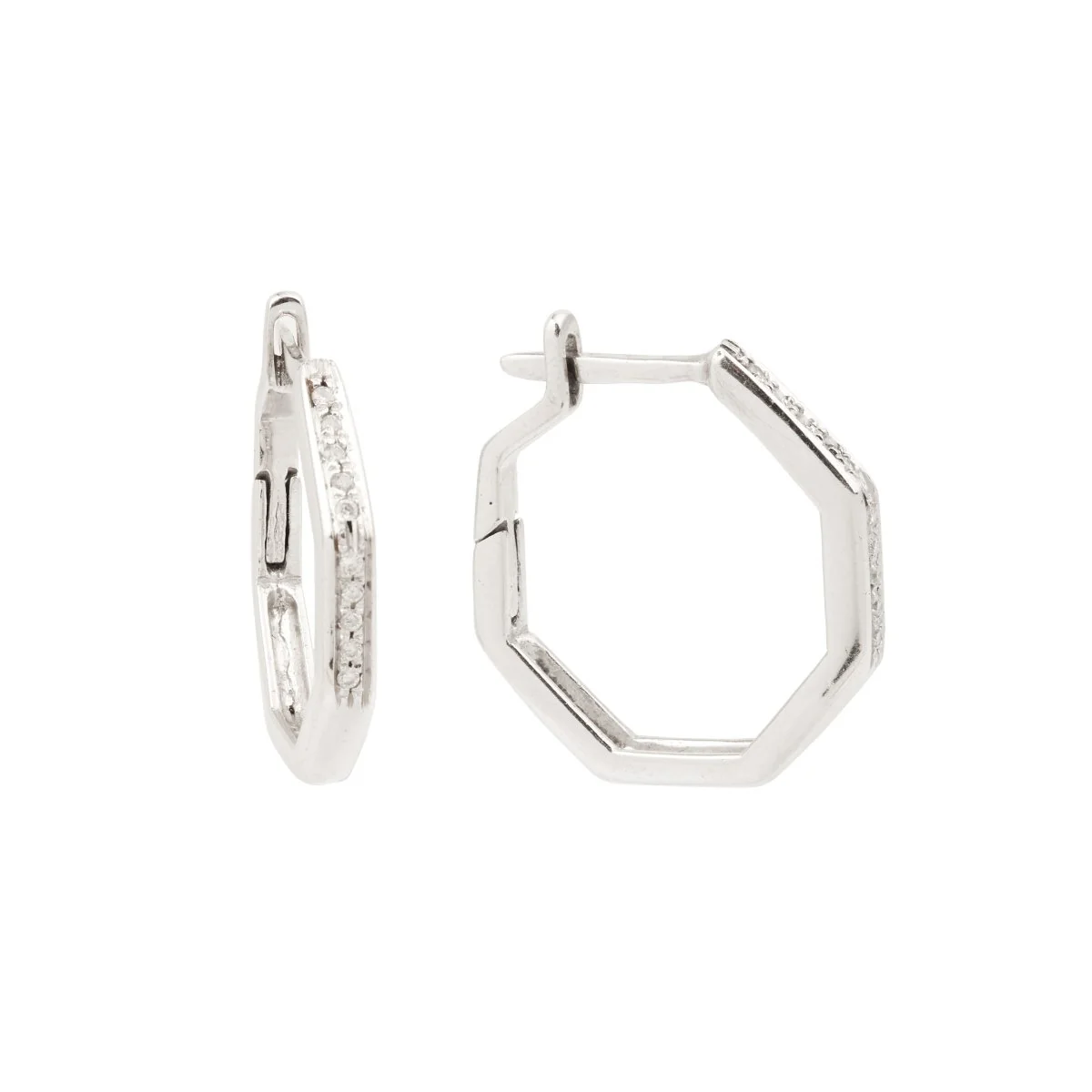 Earrings Creoles in white gold and diamonds - Image 3