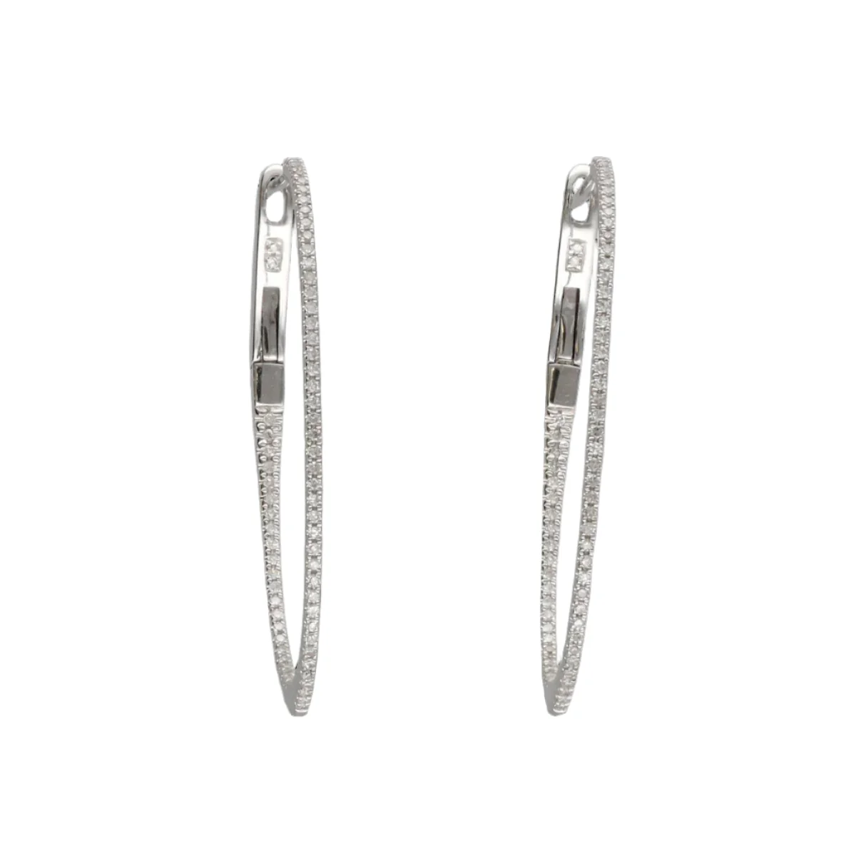 Earrings Créoles in 18k white gold diamonds 0.29 Cts G-VS.