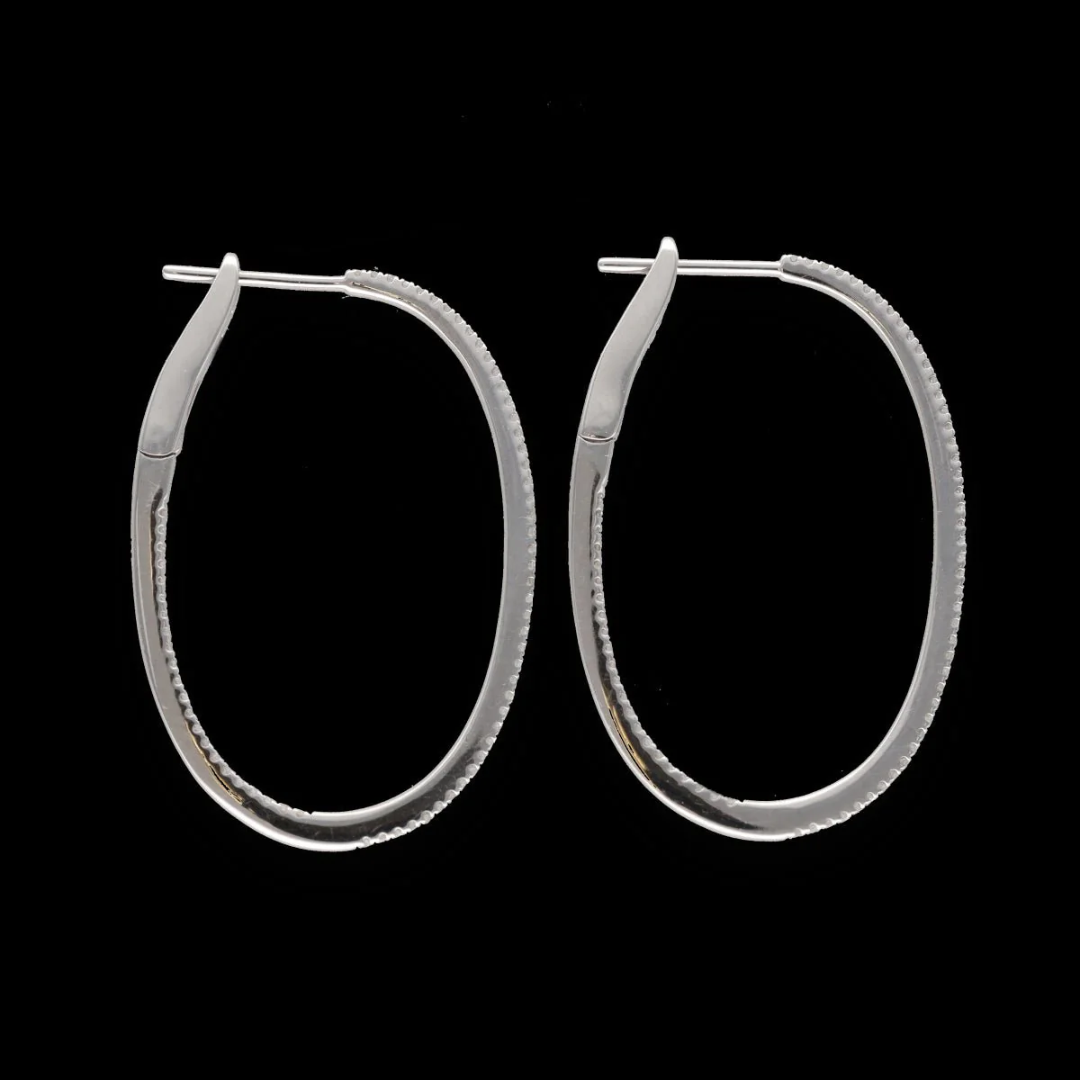 Earrings Créoles in 18k white gold diamonds 0.29 Cts G-VS. - Image 3