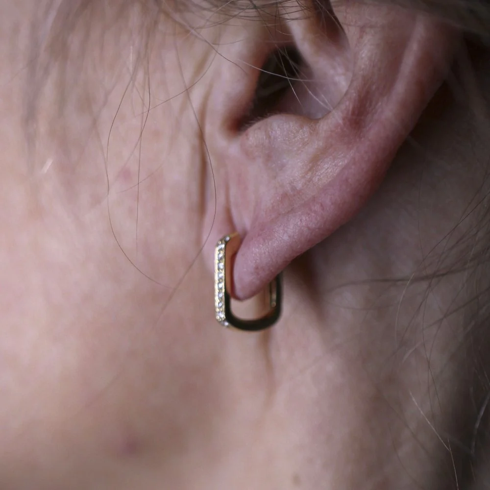 Earrings Creoles in yellow gold and diamonds - Image 2