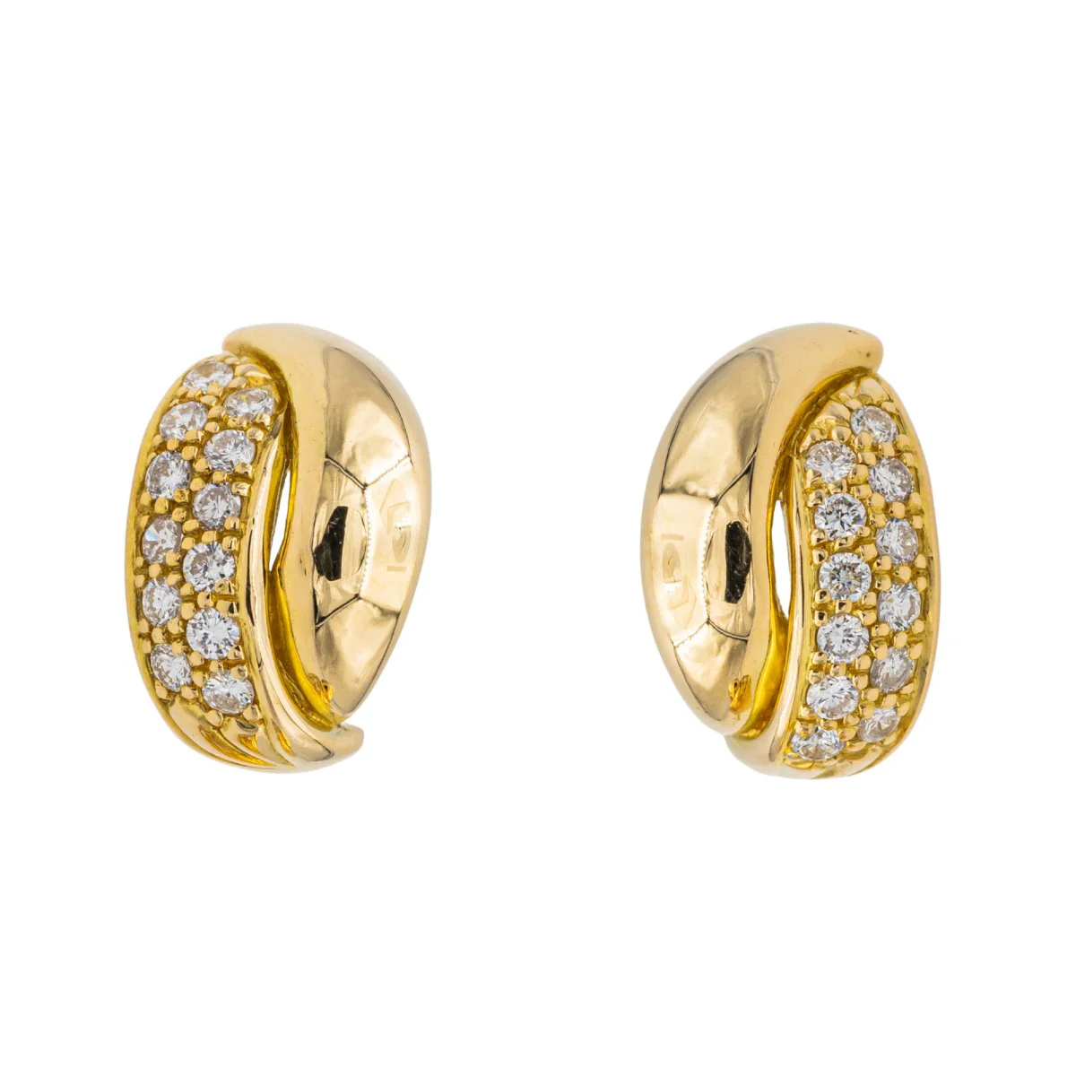 Hoop Earrings Yellow Gold Diamond