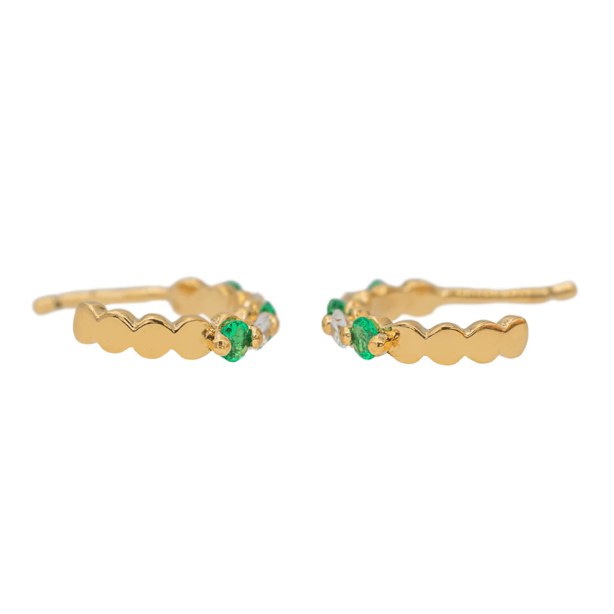 Hoop Earrings Yellow Gold Emerald - Image 6