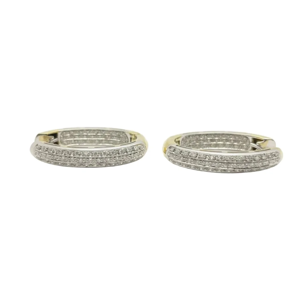Earrings Creoles RECARLO in white gold, yellow gold and diamonds