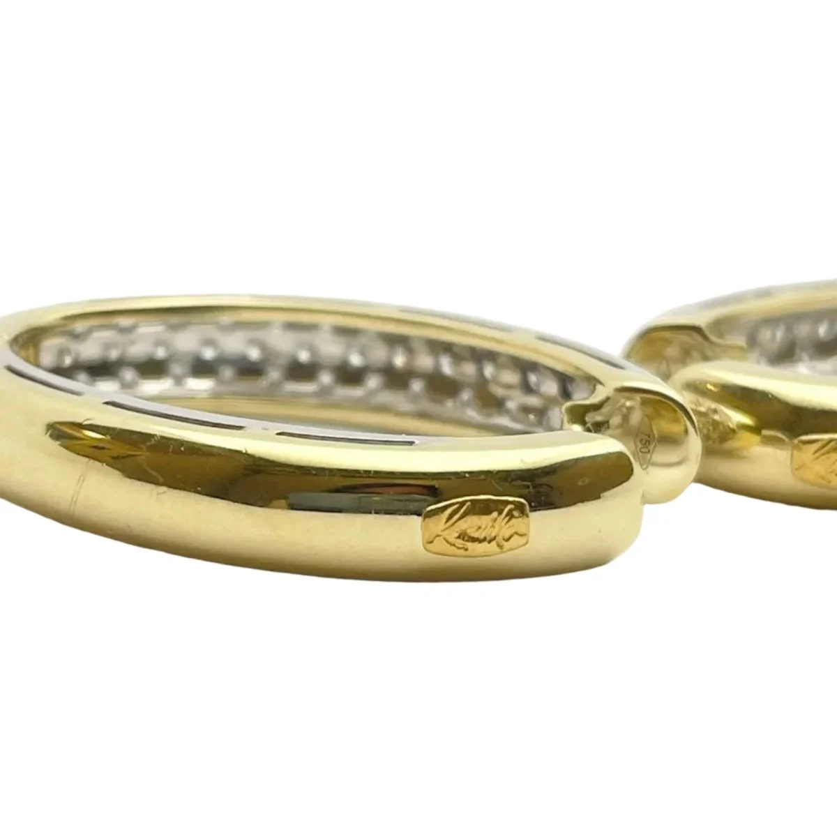 Earrings Creoles RECARLO in white gold, yellow gold and diamonds - Image 6