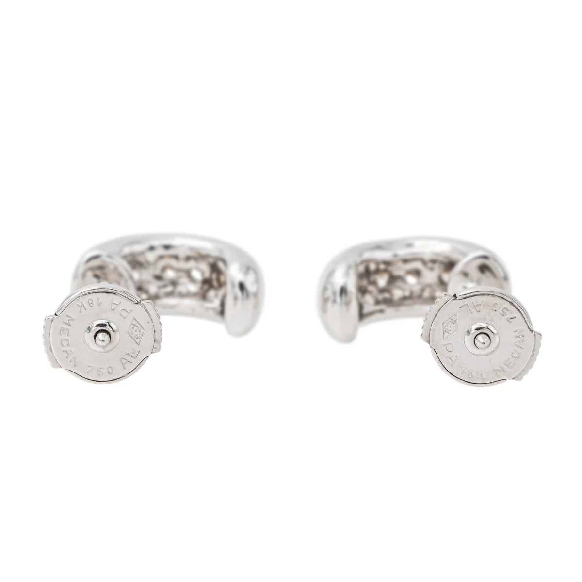 White gold diamond half hoop earrings - Image 6