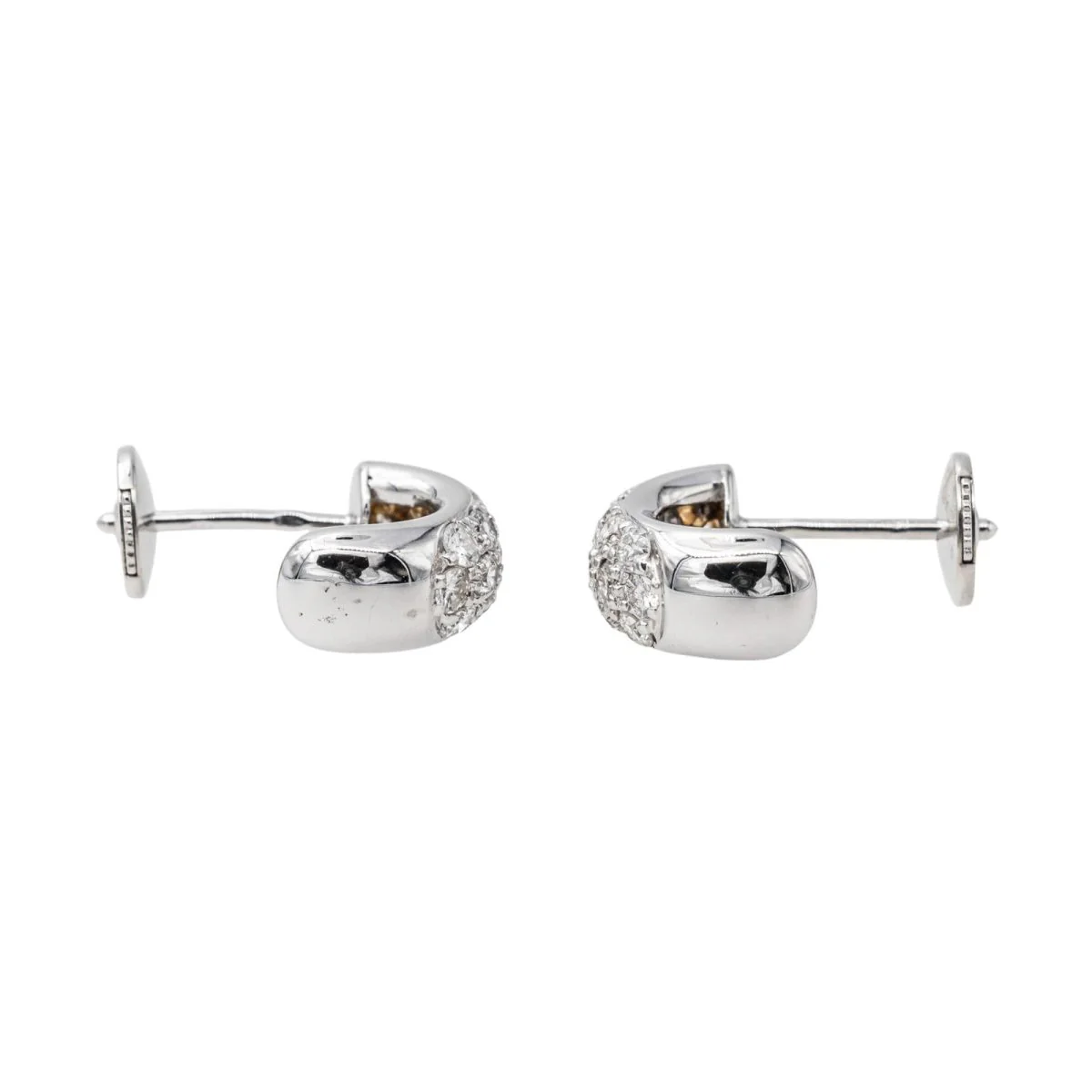 White gold diamond half hoop earrings - Image 7