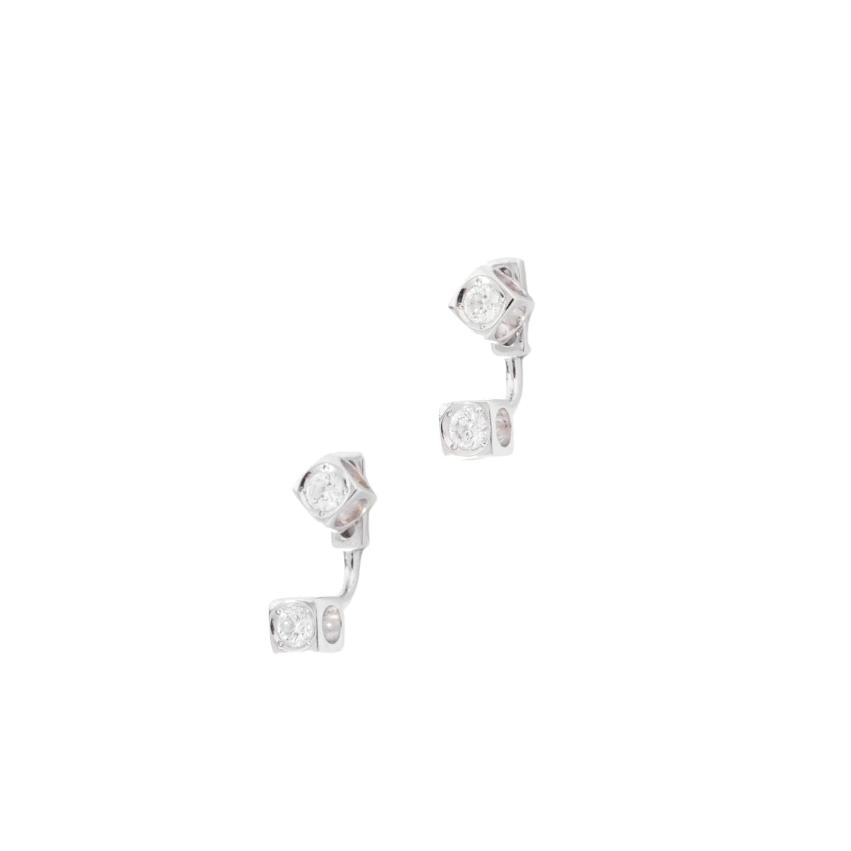 Dinh Van earrings in white gold and diamonds, Cube model - Image 3