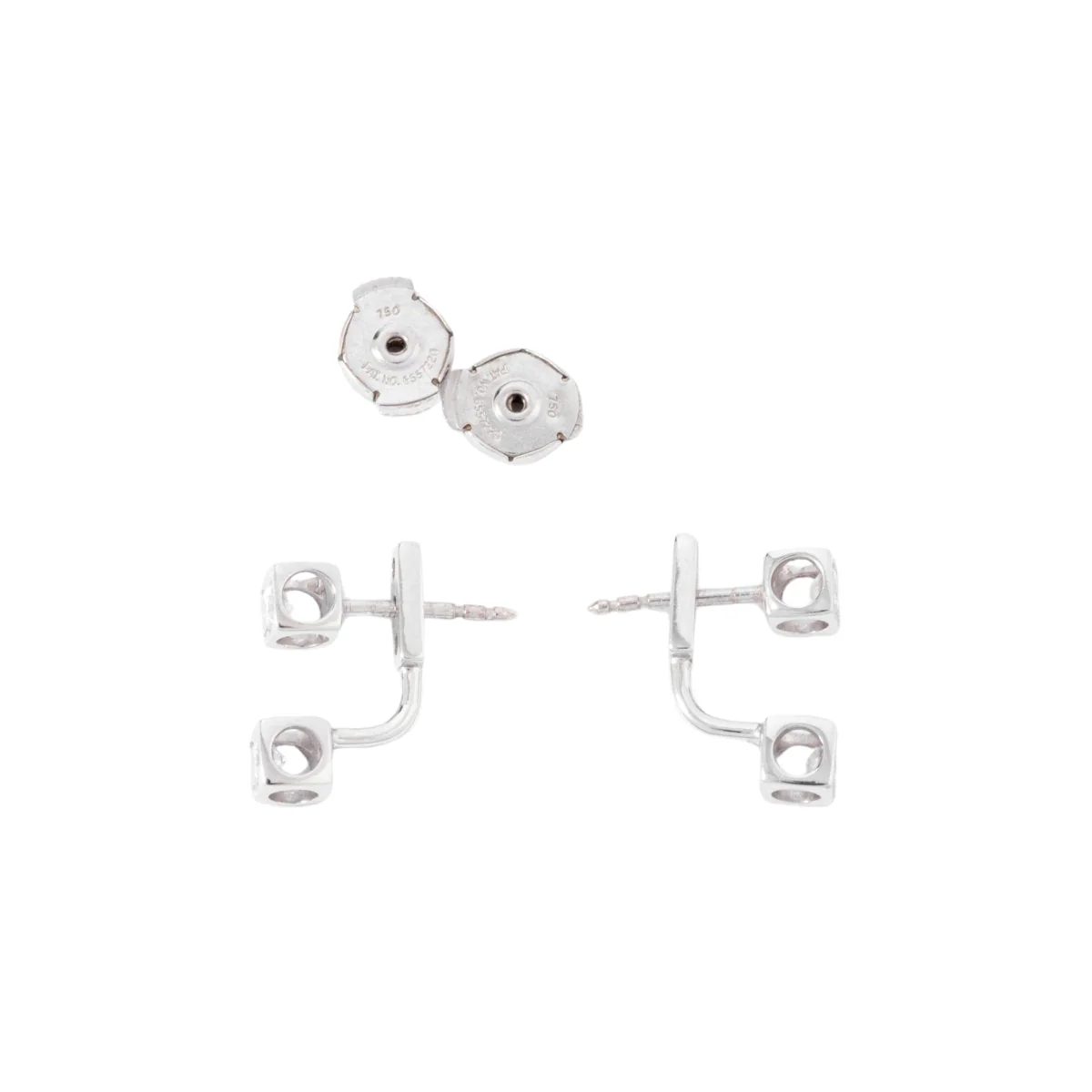 Dinh Van earrings in white gold and diamonds, Cube model - Image 4