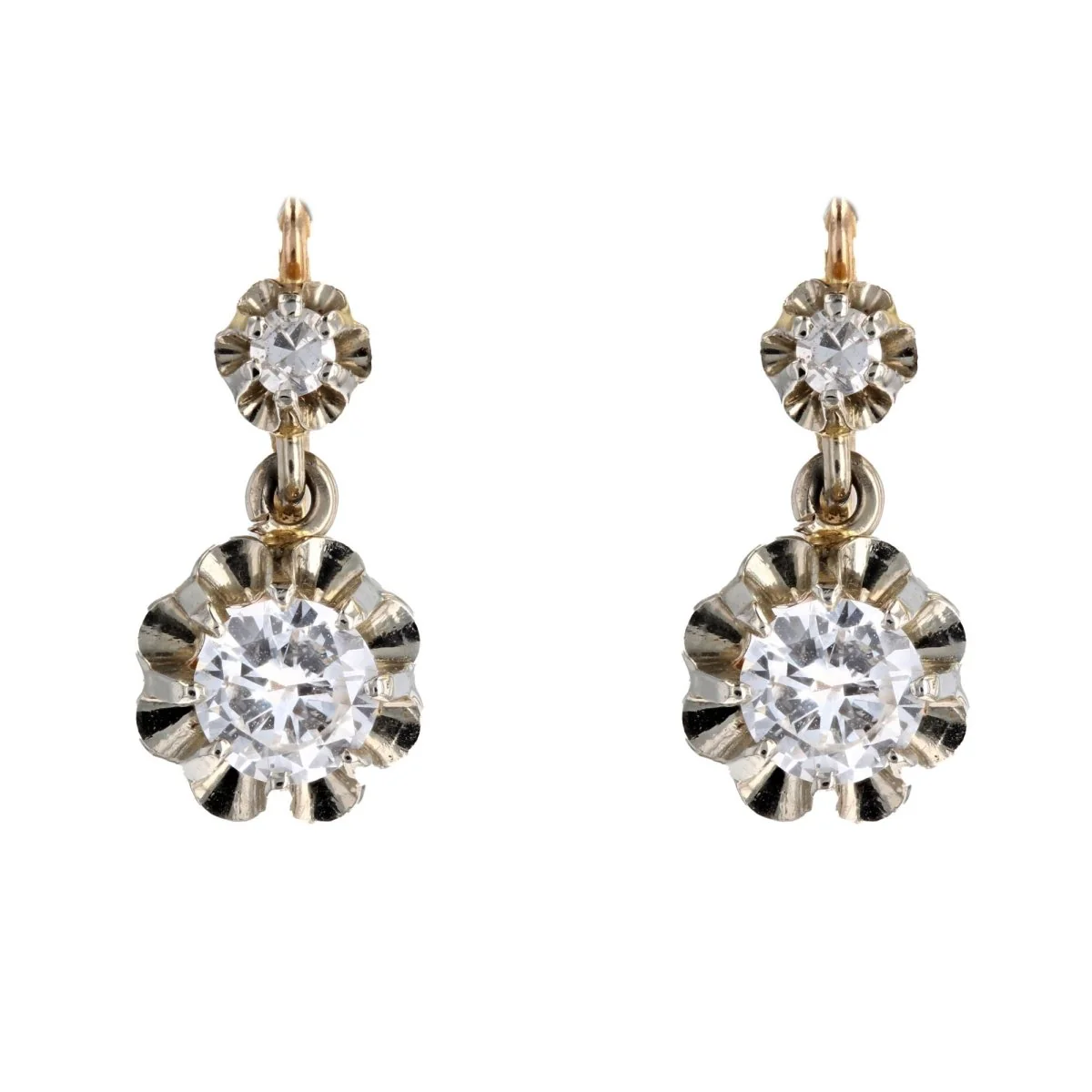 Earrings Sleepers in rose gold, white gold and diamonds