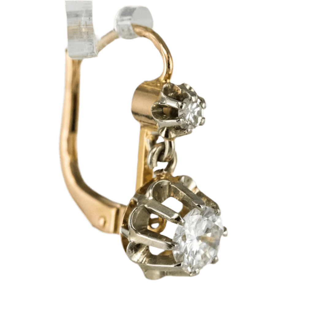 Earrings Sleepers in rose gold, white gold and diamonds - Image 3